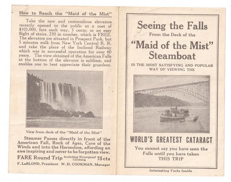 Maid of the Mist Vintage Brochure Niagara Falls New York