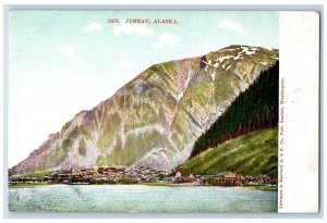 c1905 Juneau Alaska Mountain Snowcapped Riverside Buildings Alaska AK Postcard 