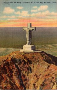 Texas El Paso Christ The King Statue On Mt Cristo Rey Curteich