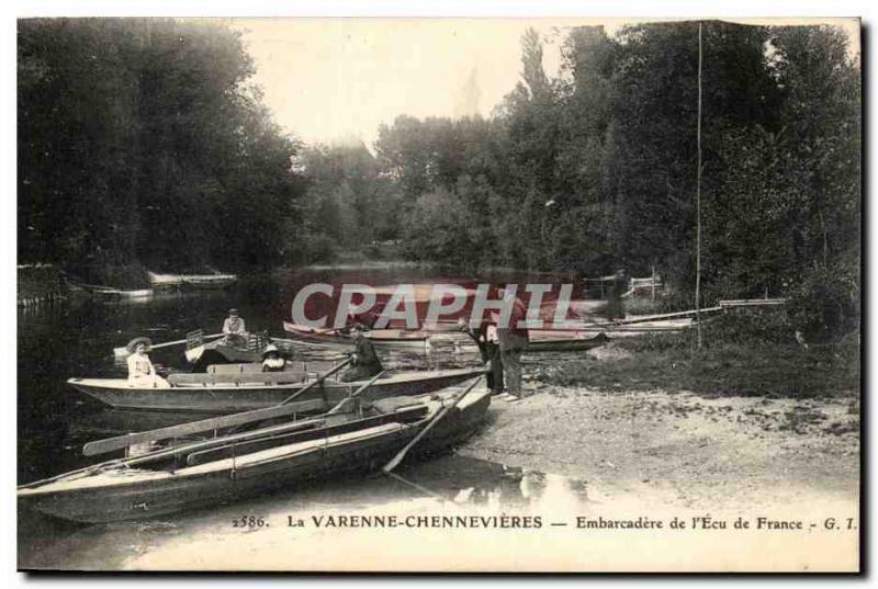 Varenne Chennevieres Old Postcard Embarcadere of & # 39Ecu of France