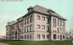 Vintage Postcard High School Building Campus Landmark Salem Oregon EDW. H. M.