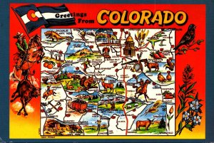 Colorado Greetings With Map Of The Centennial State 1990