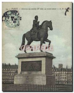 Old Postcard Paris Statue of Henri IV on the Pont Neuf