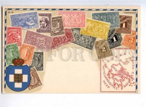 231928 GREECE Coat of arms STAMPS Vintage Zieher postcard