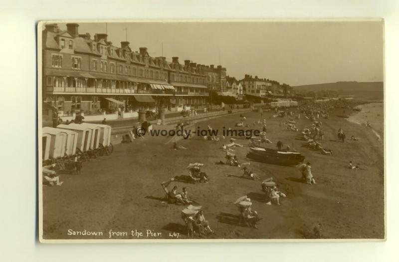 h0352 - Sandown Beach from the pier , Isle of Wight - postcard