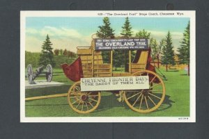 Ca 1921 Post Card Overland Stagecoach From Julesburg Co To Cheyenne Wy In 1865