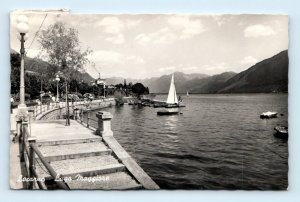 RPPC Locarno Lago Maggiore sailboat Switzerland 1962 Postcard