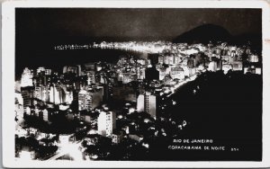 Brazil Rio De Janeiro Copacabana De Noite Vintage RPPC C061