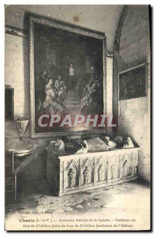 Postcard Old Death Chouzy Former Abbey of Guiche Tomb of Guy de Chatillon bro...