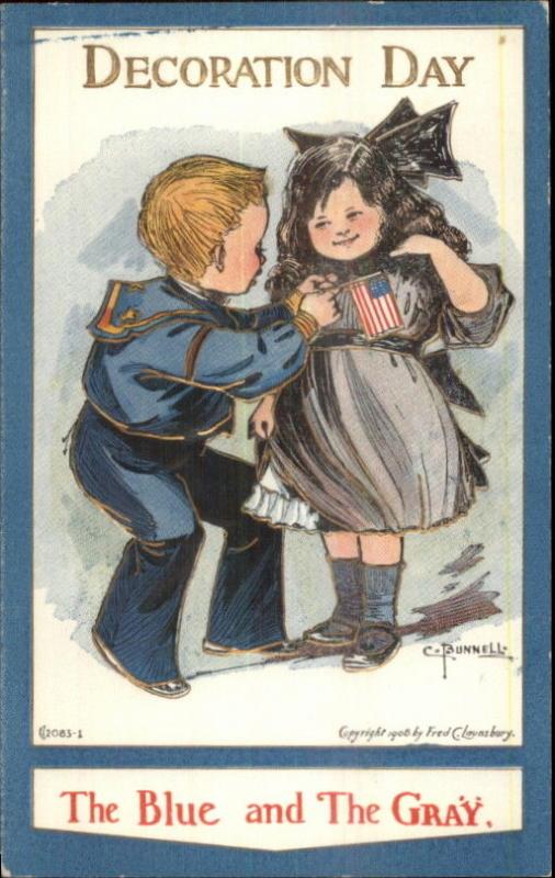 Decoration Day Children American Flag BUNNELL Lounsbury c1910 Postcard