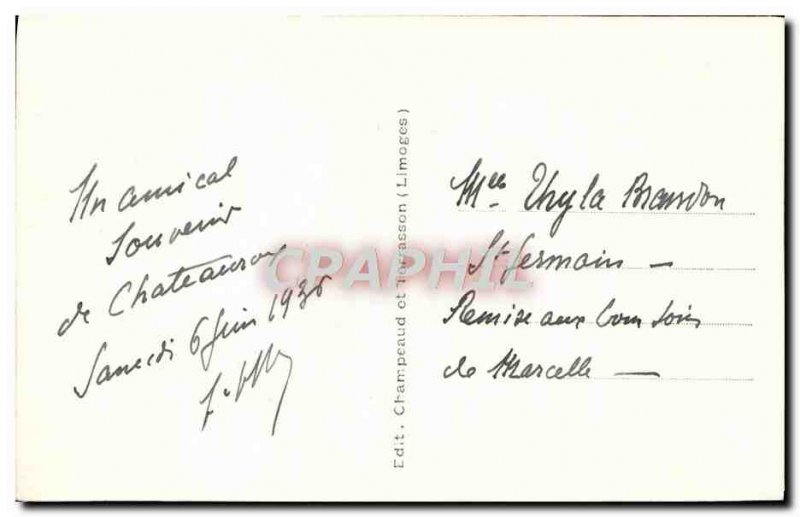 Old Postcard Chateauroux Chateau Raoul