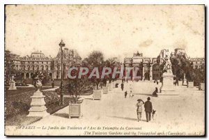 Postcard Old Paris the Tuileries Gardens and the Arc de Triomphe du Carrousel