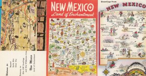 New Mexico Land Of Enchantment 3x Map Postcard s