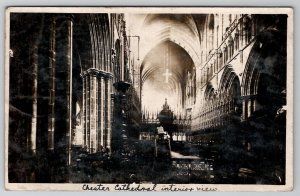 RPPC Chester Cathedral Interoor View 1909 Liverpool to Rhode Island Postcard A22