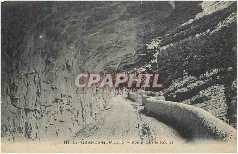 Old Postcard The Great Narrow Road in the rock