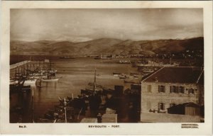 PC CPA LEBANON, BEYROUTH, PORT, Vintage REAL PHOTO Postcard (b23104)