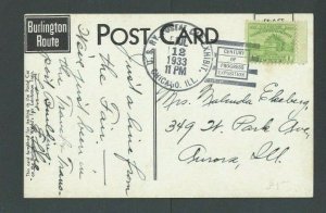1933 Post Card Chicago Worlds Fair Century Of Progress Postal Car Exhibit