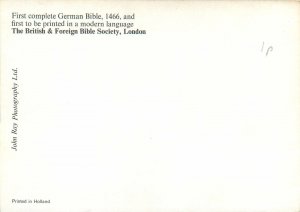Postcard First Complete German Bible 1466
