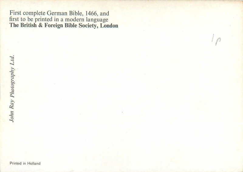 Postcard First Complete German Bible 1466