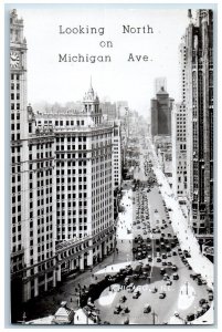 Chicago Illinois IL Postcard RPPC Photo Looking North On Michigan Avenue c1940's