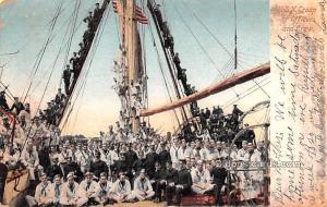 USN Group of Officers and Crew Military Battleship 1907 