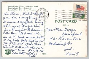 Georgia State Flower Tree And Bird Postcard M23