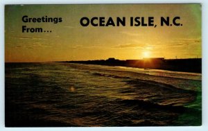 Greetings from OCEAN ISLE, North Carolina NC ~ SUNSET ca 1950s-60s  Postcard