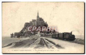 Old Postcard Mont Saint Michel General View from the Dam Train