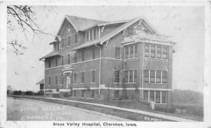 Cherokee Iowa~Sioux Valley Hospital~Brick Building~1920s B&W Postcard