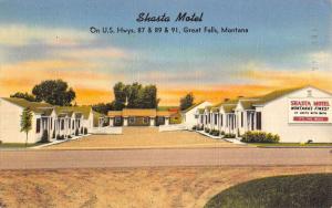 Great Falls Montana Shasta Motel Linen Antique Postcard K16854