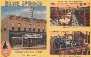 Colorado Springs Colorado Blue Spruce Restaurant Dining Room Postcard AA65738