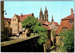 c1970s Meissen, Germany Albrechtdom Cathedral Street Scene Houses Chrome 4x6 M24