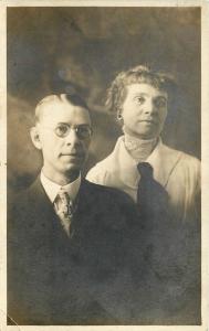 Man and Woman Husband and Wife Portrait Black and White Photo RPPC Postcard