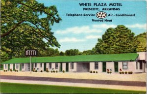 Linen Postcard White Plaza Motel in Prescott, Arkansas