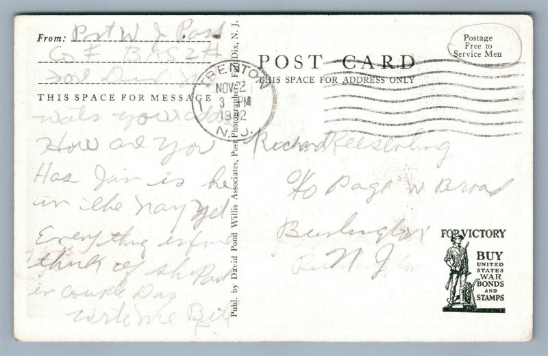 FORT DIX NJ MACHINE GUN w/ INFANTRY SUPPORT VINTAGE POSTCARD