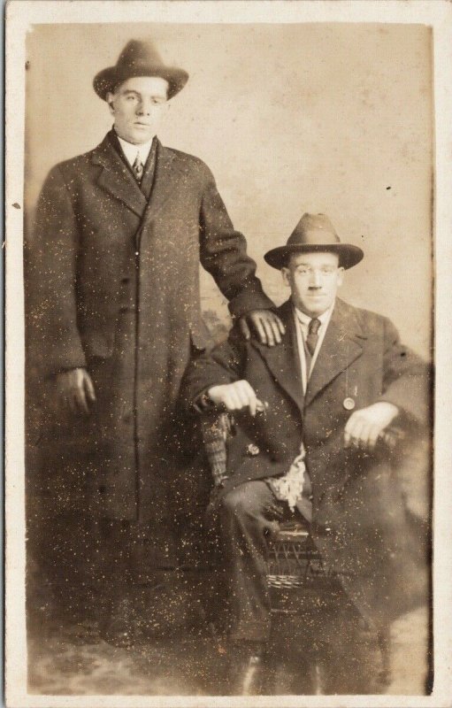 Studio Portrait of Two Men Unused Real Photo Postcard F63