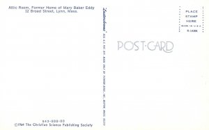Vintage Postcard Attic Room Former Home Of Mary Baker Eddy Lynn Massachusetts