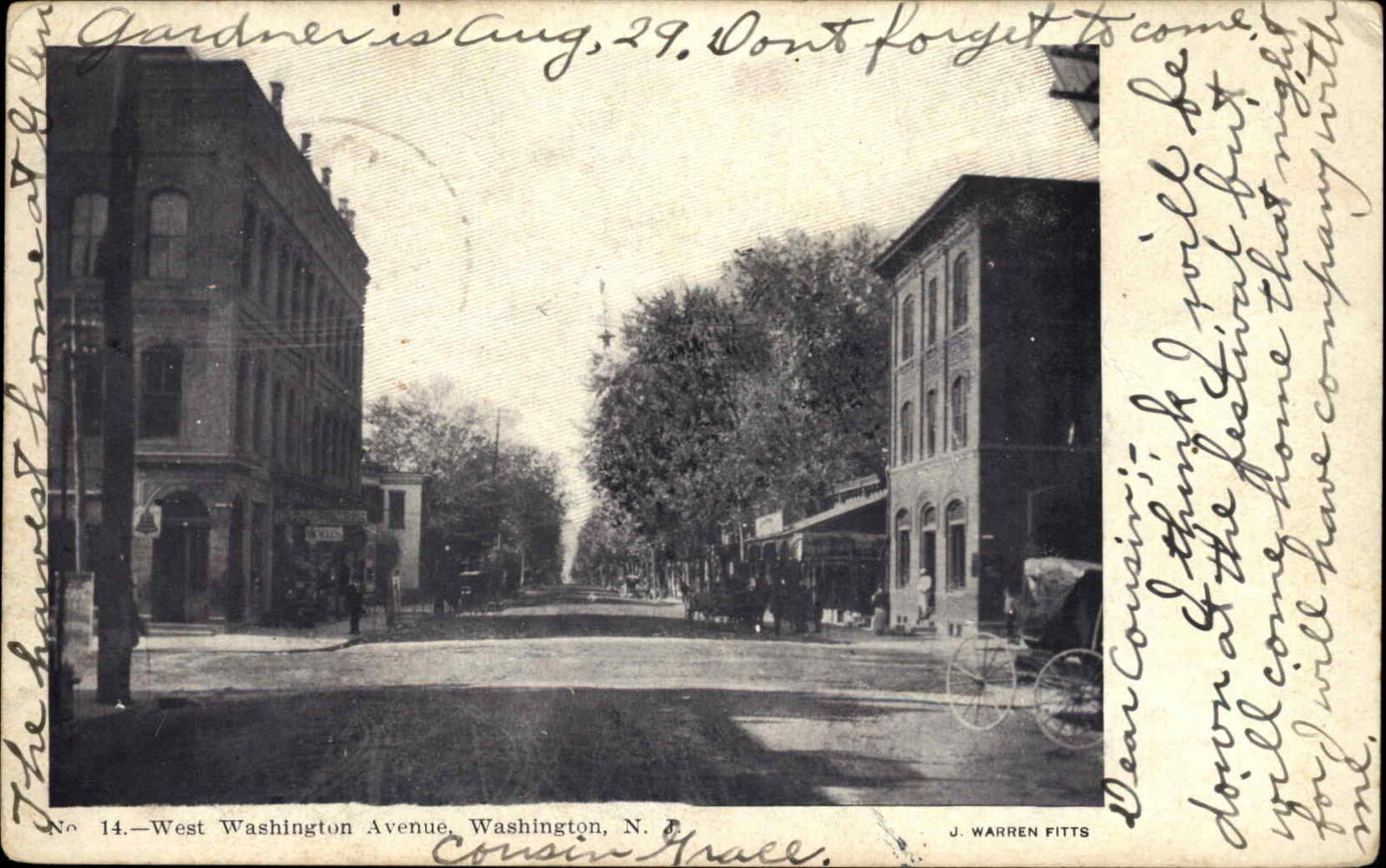 Washington New Jersey NJ West Washington Ave c1905 Postcard United