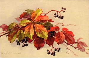 PC AUTUMN LEAVES ARTIST SIGNED C. KLEIN (a34287)