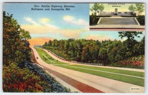 1940-50's GOV RITCHIE HIGHWAY ANNAPOLIS TO BALTIMORE MARYLAND VINTAGE POSTCARD
