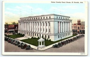 1940s EL DORADO ARKANSAS UNION COUNTY COURT HOUSE OLD CARS LINEN POSTCARD P669