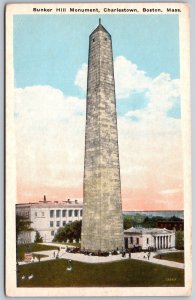 Vtg Boston Massachusetts MA Bunker Hill Monument 1920s View Old Postcard