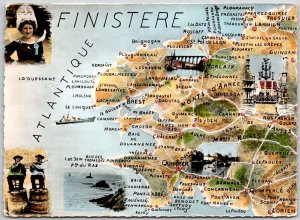 Le Finistere Atlantique Maps France Cities and its Landmarks Postcard