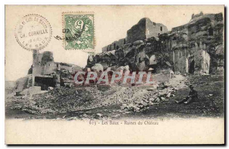 Old Postcard Les Baux Ruins of Chateau