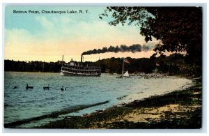 c1910 Steamer Ship Bemus Point Chautauqua Lake New York Vintage Antique Postcard