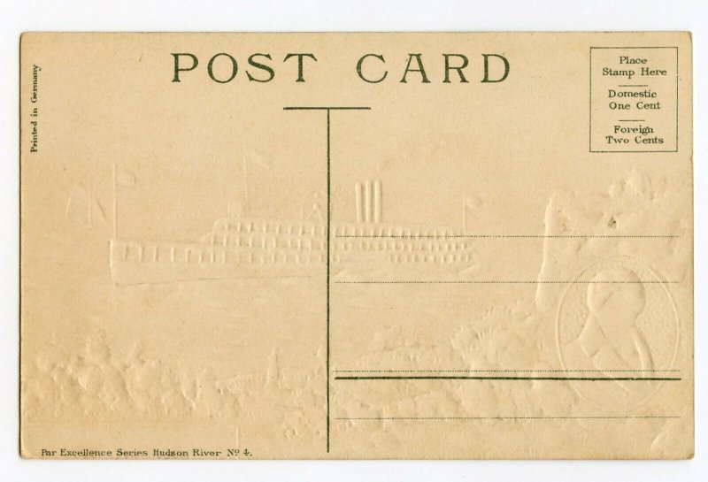 Postcard Steamboat Robert Fulton Hudson River 1000 Embossed Standard View Card