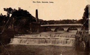 C.1910 Bridge Over The Falls In Cascade, IA Postcard P166