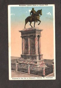 NJ Bartolomeo Colleoni Statue Horse Lincoln Park Newark New Jersey Postcard