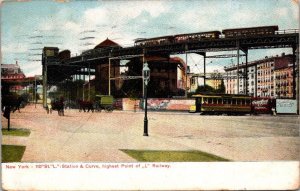 Trolleys Station and Curve Highest Point Of L Railway 1910