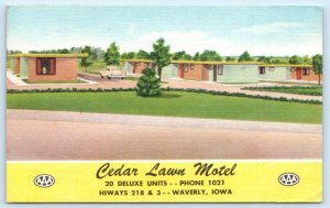 WAVERLY, IA Iowa ~ CEDAR LAWN MOTEL ~ 1954 Roadside Bremer County Postcard